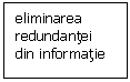 Text Box: eliminarea redundantei din informatie