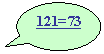 Oval Callout: 121=73

